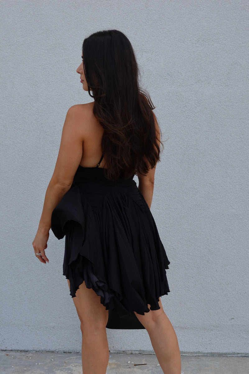 ELLA RUFFLE LAYERED FLARE MINI DRESS  Monarch Boutique
