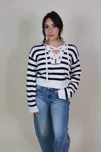 LENNY LACE UP SWEATER TOP