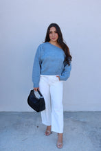 Load image into Gallery viewer, ASHTON SHOULDER SWEATER TOP | MUTED BLUE