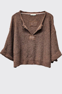 JENNA LIGHTWEIGHT KNIT SWEATER TOP | COCOA