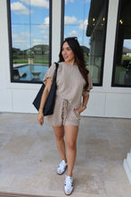 Load image into Gallery viewer, TESSA TEXTURED LOOSE FIT TOP &amp; SHIRT SET | TAUPE