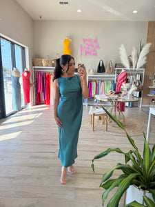 JADE OPEN BACK MIDI DRESS | EMERALD
