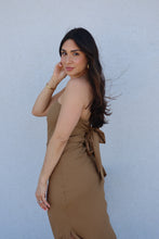 Load image into Gallery viewer, GOLDEN PALM LINEN MAXI DRESS | SEPIA