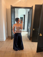 Load image into Gallery viewer, ADELINE LINEN BLEND WIDE LEG PANTS | NAVY