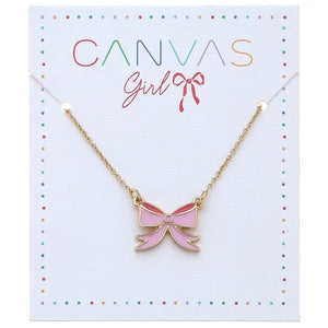 ZOEY BOW DELICATE NECKLACE | PINK