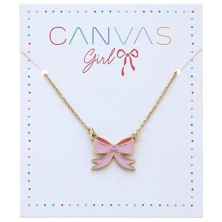 ZOEY BOW DELICATE NECKLACE | PINK