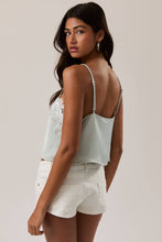 Load image into Gallery viewer, FELICITY LACE TRIM SATIN TOP | MINT
