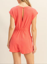 Load image into Gallery viewer, CALLIE WAFFLE KNITTED ROMPER | CORAL
