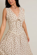 Load image into Gallery viewer, PRIMROSE LACE DROP WAIST MIDI DRESS | CREAM &amp; BROWN