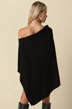 Load image into Gallery viewer, CLARISSA ASYMMETRICAL KNIT PONCHO | BLACK