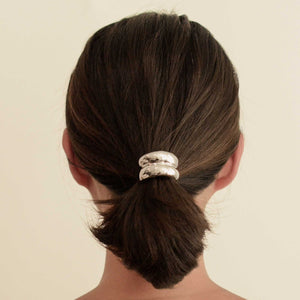 MINI DOUBLE ARCH METAL PONYTAIL HAIR TIE | SILVER