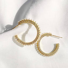 Load image into Gallery viewer, ONLY YOU PAVE PEARL HOOPS | GOLD FILLED