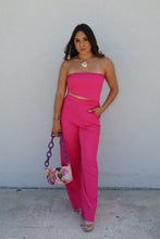 Load image into Gallery viewer, BRITTANY LINEN BANDEAU PANT SET | FUCHSIA