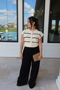 HARPER PLEATED WIDE LEG SWEATPANTS | BLACK