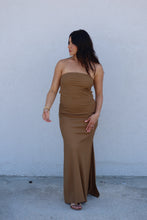 Load image into Gallery viewer, GOLDEN PALM LINEN MAXI DRESS | SEPIA