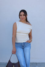 Load image into Gallery viewer, AINSLEY ASYMMETRICAL NECK SWEATER TOP | CREAM