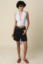Load image into Gallery viewer, DORTHY POLKA DOTS HALTER TOP | WHITE &amp; BLACK