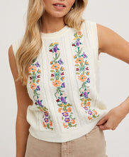 Load image into Gallery viewer, BLANCHE EMBROIDERED SLEEVELESS KNIT TOP | FINAL SALE