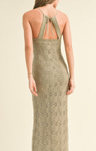 Load image into Gallery viewer, DELILAH CROCHET KNITTED LONG DRESS | TEA OLIVE