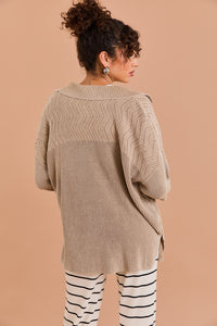 MINDY MIX CABLE SWEATER SHACKET | MOCHA