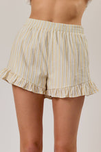 Load image into Gallery viewer, HARBOR STRIPE RUFFLED HEM SHORTS | CREAM BUTTER