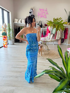 LORENA LINEN MAXI DRESS | BLUE MULTI