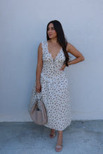 Load image into Gallery viewer, PRIMROSE LACE DROP WAIST MIDI DRESS | CREAM &amp; BROWN