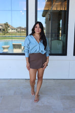 Load image into Gallery viewer, HARMONY MID RISE WRAP SKORT | CHOCOLATE