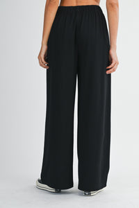 HARPER PLEATED WIDE LEG SWEATPANTS | BLACK