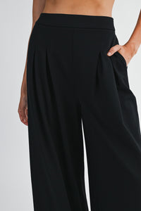 HARPER PLEATED WIDE LEG SWEATPANTS | BLACK