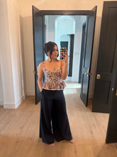 Load image into Gallery viewer, ADELINE LINEN BLEND WIDE LEG PANTS | NAVY
