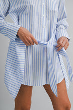Load image into Gallery viewer, ZARA STRIPED WRAP SHIRT DRESS | WHITE &amp; BLUE