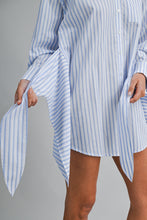 Load image into Gallery viewer, ZARA STRIPED WRAP SHIRT DRESS | WHITE &amp; BLUE