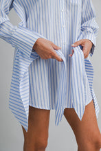 Load image into Gallery viewer, ZARA STRIPED WRAP SHIRT DRESS | WHITE &amp; BLUE