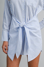 Load image into Gallery viewer, ZARA STRIPED WRAP SHIRT DRESS | WHITE &amp; BLUE