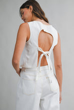 Load image into Gallery viewer, UMBER BACK TIE SLEEVELESS TOP | WHITE