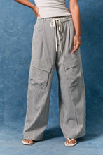 Load image into Gallery viewer, DONNA MID RISE RELAXED BAGGY PANTS | CREAM &amp; NAVY STRIPE