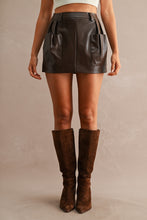 Load image into Gallery viewer, HAZEL HIGH WAISTED FAUX LEATHER PLEATED MINI SKORT