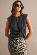 Load image into Gallery viewer, OAKLYNN TWIST FRONT KNIT TOP | CHARCOAL