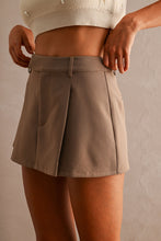Load image into Gallery viewer, TAYLOR FRONT PLEATED MINI SKORT | DK TAUPE
