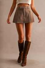 Load image into Gallery viewer, TAYLOR FRONT PLEATED MINI SKORT | DK TAUPE