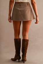 Load image into Gallery viewer, TAYLOR FRONT PLEATED MINI SKORT | DK TAUPE