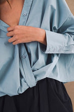 Load image into Gallery viewer, NOVA TWIST BUTTON DOWN TOP | MUTED BLUE