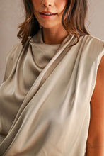 Load image into Gallery viewer, HARPER SATIN DRAPED WRAPPED FRONT TOP | TAUPE