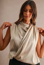 Load image into Gallery viewer, HARPER SATIN DRAPED WRAPPED FRONT TOP | TAUPE