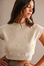 Load image into Gallery viewer, IVY MOCK NECK PEARL KNIT TOP | CREAM