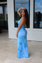 Load image into Gallery viewer, VIVIANNA COWL NECK HALTER MAXI DRESS | BLUE