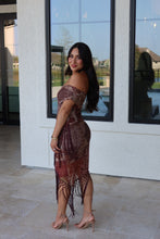 Load image into Gallery viewer, ASTRA BOHO PATCHWORK FRINGE DRESS