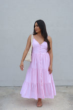Load image into Gallery viewer, OLIVIA BUTTON DOWN TIERED MAXI DRESS | LT PINK