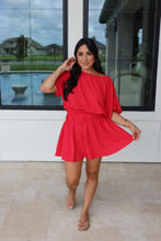 Load image into Gallery viewer, CHERRY PIE CINCHED MINI DRESS | RED